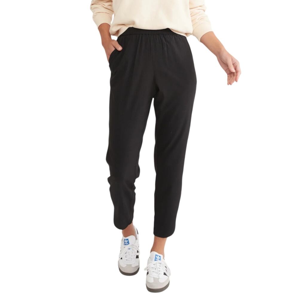 Marine Layer Allison Pant LP Large Petite Black Modal Cropped Tapered Elastic